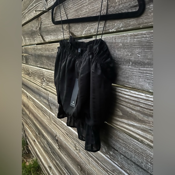 NWT Lulu's Black Peplum Spaghetti Strap Satin Ruffle Camisole Whimsical Boho Med - Picture 7 of 10